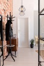 Vertical view of elegant entrance hall with white door