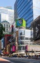 Vertical view of Eleven Times Square, an office and retail tower located at the intersection