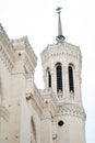 Vertical view of facade of Notre Dame de Fourviere basilica, Lyon, France Royalty Free Stock Photo