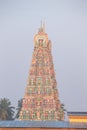 Vertical view of Gopuram of Sharada Amma Temple, Sringeri, Karnataka, India Royalty Free Stock Photo