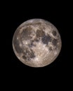 Vertical view of the gray full moon on the black background