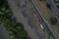 Vertical View of Group of Vessels Parked on the Ground During Low Tide in Thames Royalty Free Stock Photo