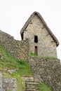 Vertical view of a guard house in Machu Picchu, Peru Royalty Free Stock Photo