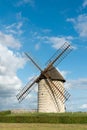 Vertical view of the historic windmill Moulin de Pierre in Hauville in Normandy