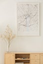 Vertical view of map above wooden cabinet Royalty Free Stock Photo