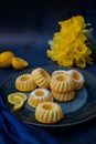 Vertical view of mini vanilla bundt cakes