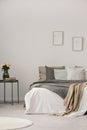 view of modern pastel bedroom interior Royalty Free Stock Photo
