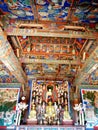 Vertical view of one of the colorful Buddhist temples in Beomeosa. Busan, Korea