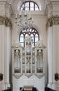 Vertical view of the organ in the Jesuitenkirche church in Heidelberg, Germany Royalty Free Stock Photo