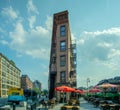 A vertical view of outdoor dining in the Meatpacking District, at the intersection of West 14th