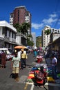 Vertical view of outdoor market outside of port louis central market, Mauritius