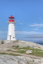 Vertical view of Peggys Cove Lighthouse, Nova Scotia