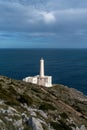 vertical view of the Punta Palascia Lighthouse and the Capo d\'Otranto in Apulia in southern Italy