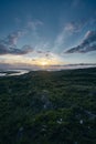 Vertical view of the Sky Road in Clifden, Ireland at sunset Royalty Free Stock Photo