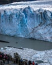 Vertical view of the surface of the Perito Moreno Glacier in Southern Argentina in Patagonia hike on the glacier