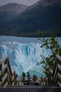 Vertical view of the surface of the Perito Moreno Glacier in Southern Argentina in Patagonia hike on the glacier