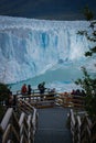 Vertical view of the surface of the Perito Moreno Glacier in Southern Argentina in Patagonia hike on the glacier