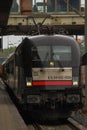 Vertical view of the Taurus ES 64 U2 train in Heidleberg, Germany