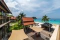 Amazing tropical private laguna resort with white sand beach under a pure blue sky Royalty Free Stock Photo