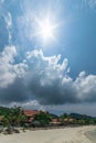 Amazing tropical laguna resort with white sand beach under a pure blue sky Royalty Free Stock Photo