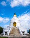 Vertical view of World Peace Pagoda (Pokhara Shanti Stupa) Buddhist temple in Pokhara Nepal Royalty Free Stock Photo