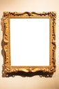 Vertical vintage baroque painting frame on wall