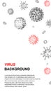 Vertical virus design with hand drawn elements for banners, social media stories, cards, leaflets. Microscope virus close up.