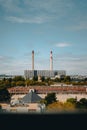 Vertical of the Vitry-sur-Seine coal-fired power plant located on the banks of the Seine, Paris