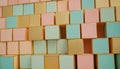 Vertical wall of pastel and gold cubes with a rich, layered texture Royalty Free Stock Photo