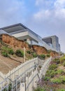 Vertical Waterfront house and mountain to beach stairs in scenic San Diego California Royalty Free Stock Photo