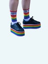 Rainbow Shoes LGBTQ Isolated on White Background Royalty Free Stock Photo