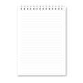 Vertical white metallic silver spiral bound blank copybook lined Royalty Free Stock Photo