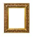 Vertical wide wooden carved golden picture frame Royalty Free Stock Photo