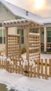 Vertical Winter home with pergola on the wooden gate Royalty Free Stock Photo