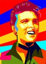 Vertical WPAP colorful Pop Art of Elvis Presley smiling