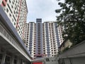 Architecture HDB building with Carparks below, in Singapore near China Towns.