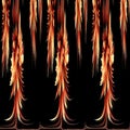 vertically down flow of red-hot lava and molten magma