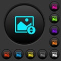 Vertically move image dark push buttons with color icons