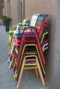 Vertically organized colorful modern chairs