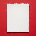 Deckled Edge White Paper on Red Background Royalty Free Stock Photo