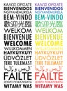 WELCOME vertical tag cloud with translations Royalty Free Stock Photo