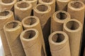 Verticaly Stacked Collection of Cardboard Packaging Tubes Royalty Free Stock Photo