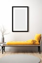 Verticle frame wall art mockup modern living room wall art display Royalty Free Stock Photo