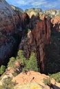 Zion National Park with Steep Angels Landing Trail and Canyon, Utah Royalty Free Stock Photo