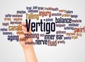 Vertigo word cloud and hand with marker concept