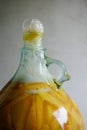 Very active fermentation of organic peach wine or mead in a glass carboy Royalty Free Stock Photo