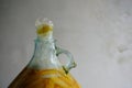 Very active fermentation of organic peach wine or mead in a glass carboy Royalty Free Stock Photo