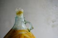 Very active fermentation of organic peach wine or mead in a glass carboy Royalty Free Stock Photo