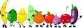 Very adorable fruits and vegetables. Big collection. characters gesturing and waving their hands. Smiling fruits isolated on the
