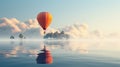 a very adorable wide shot of the hot air balloon